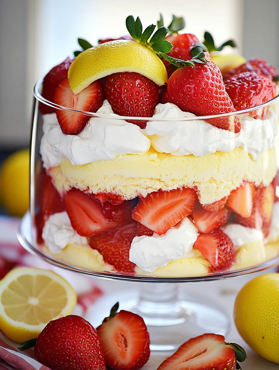 Layered Lemon Strawberry Trifle dessert