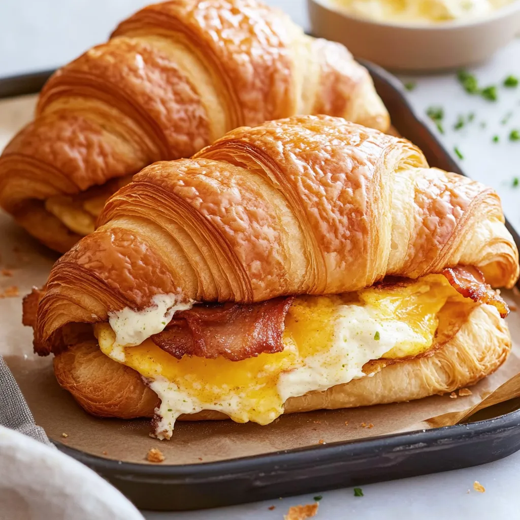 Breakfast Croissants with Cheese and Ham