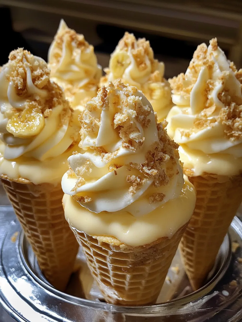 Banana Cheesecake Cones Plated