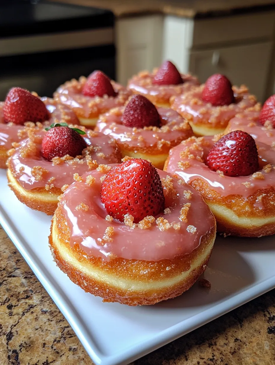 Easy Freshly Glazed Strawberry Crunch Donuts