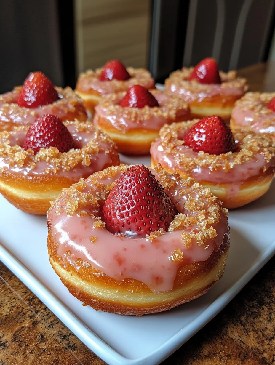 Freshly Glazed Strawberry Crunch Donuts Homemade