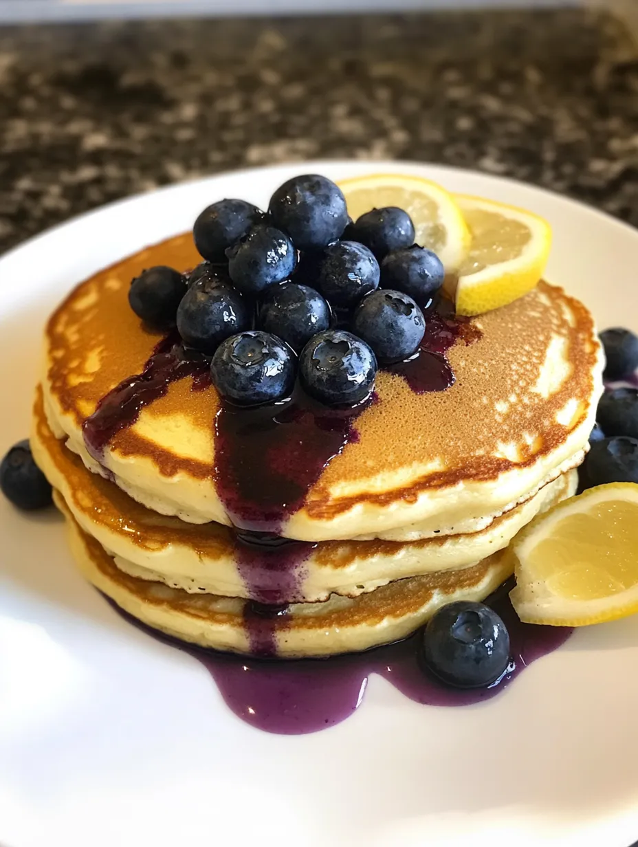 Easy Lemon Blueberry Pancakes Stack