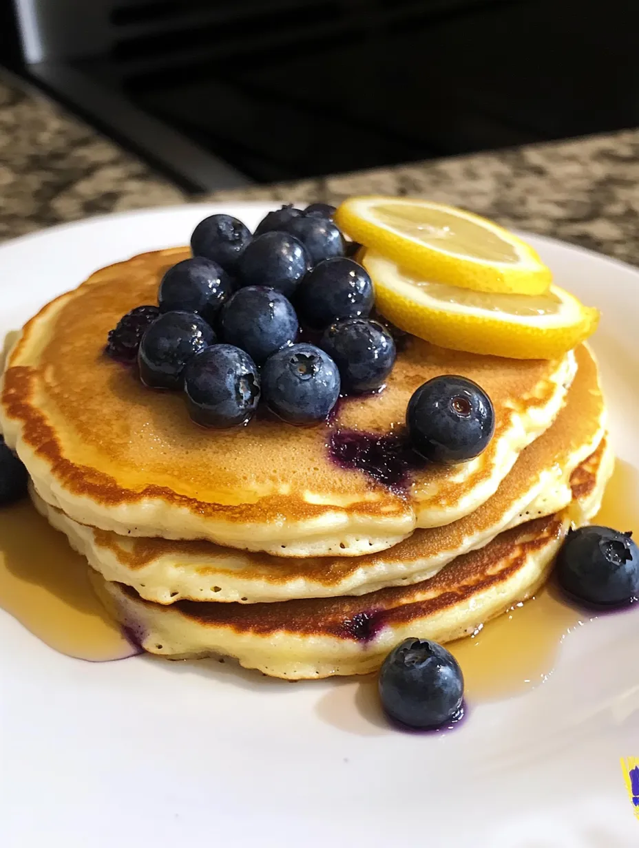 Easy Lemon Blueberry Pancake Stack at Home