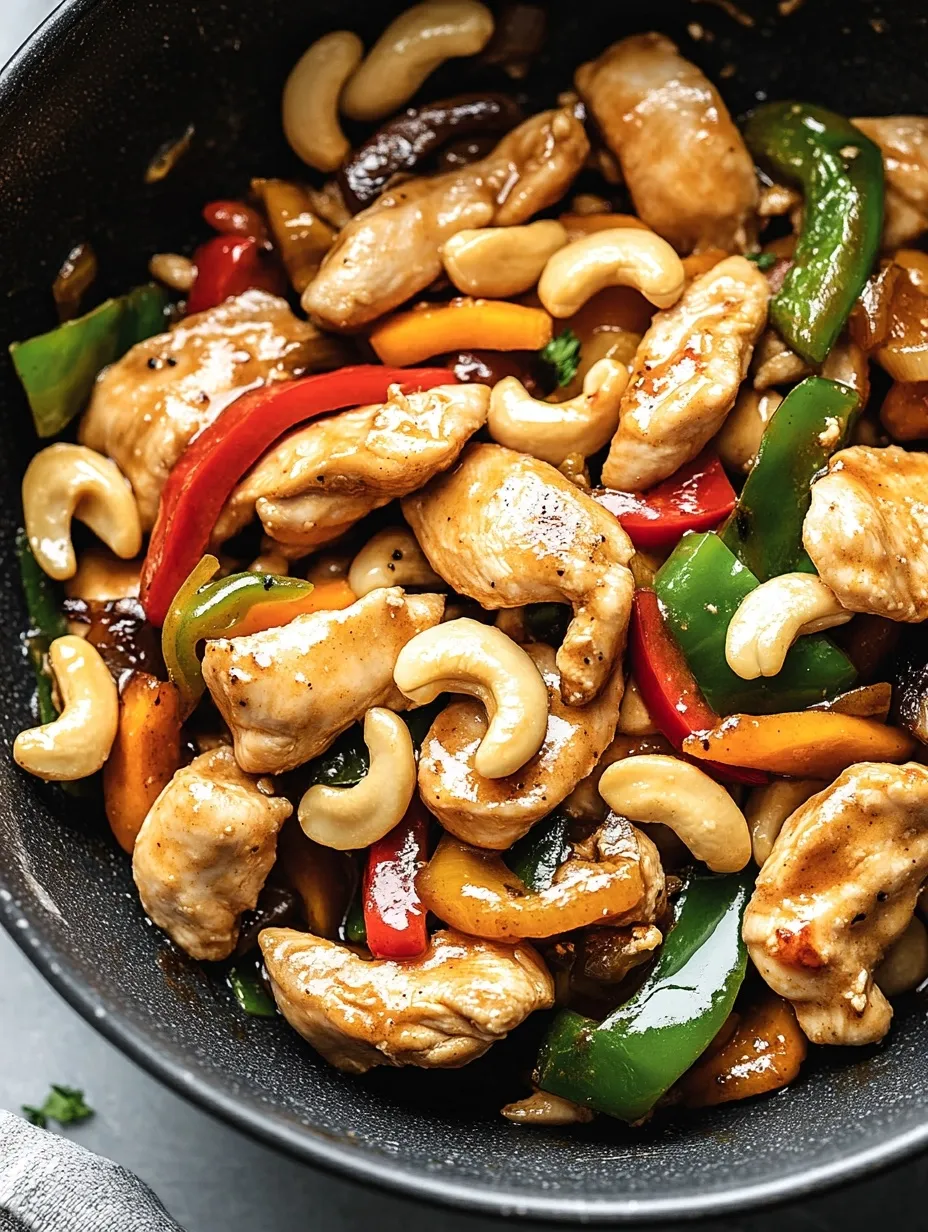 Colorful Cashew Chicken in Wok