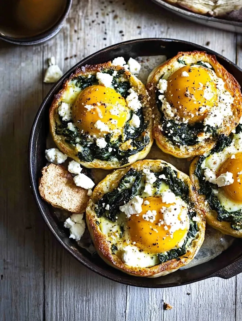 Easy Baked za'atar egg buns with spinach and feta