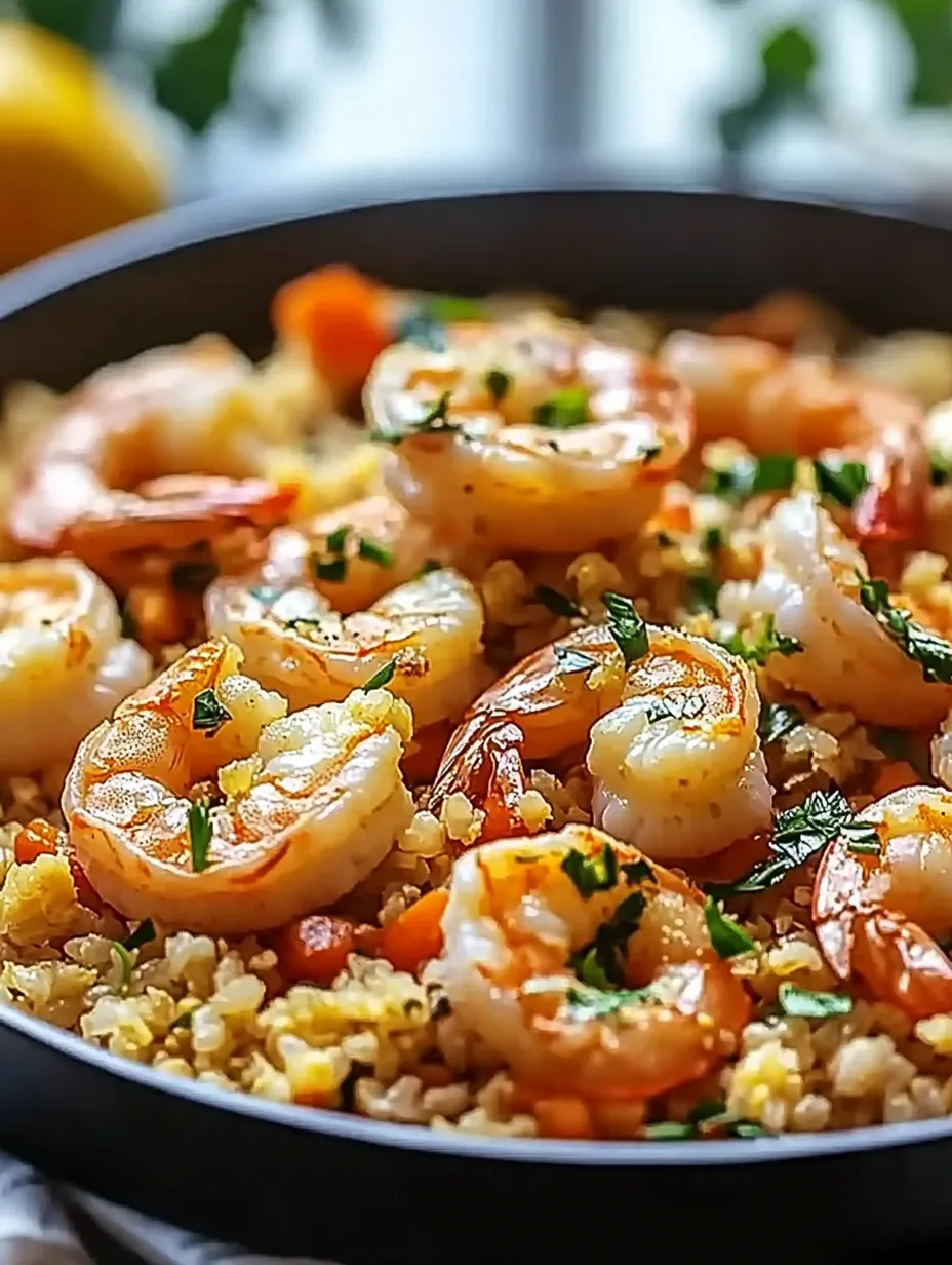 Delicious Cauliflower Fried Rice with Shrimp Bowl