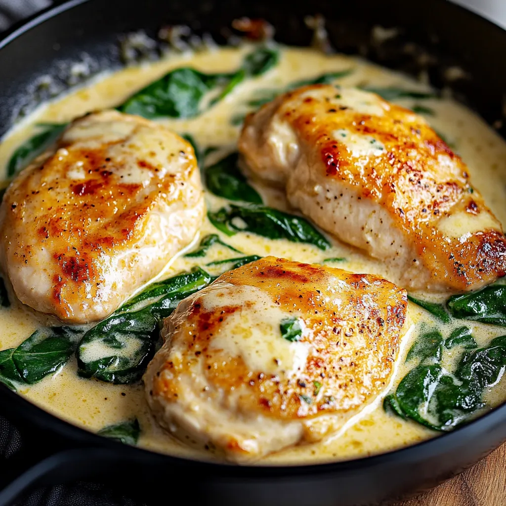 Garlic Chicken Spinach in Cream Sauce
