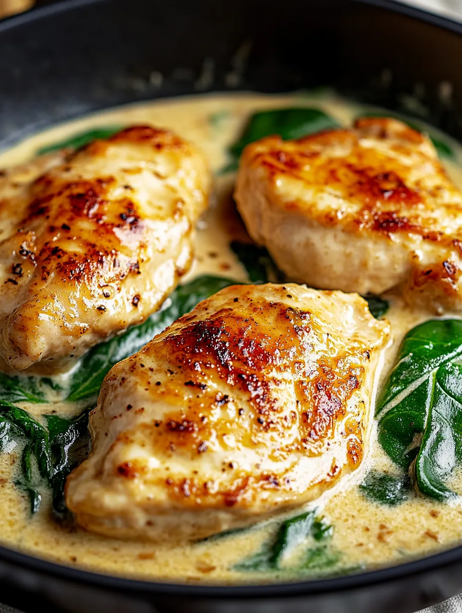Simple Creamy Garlic Chicken Spinach