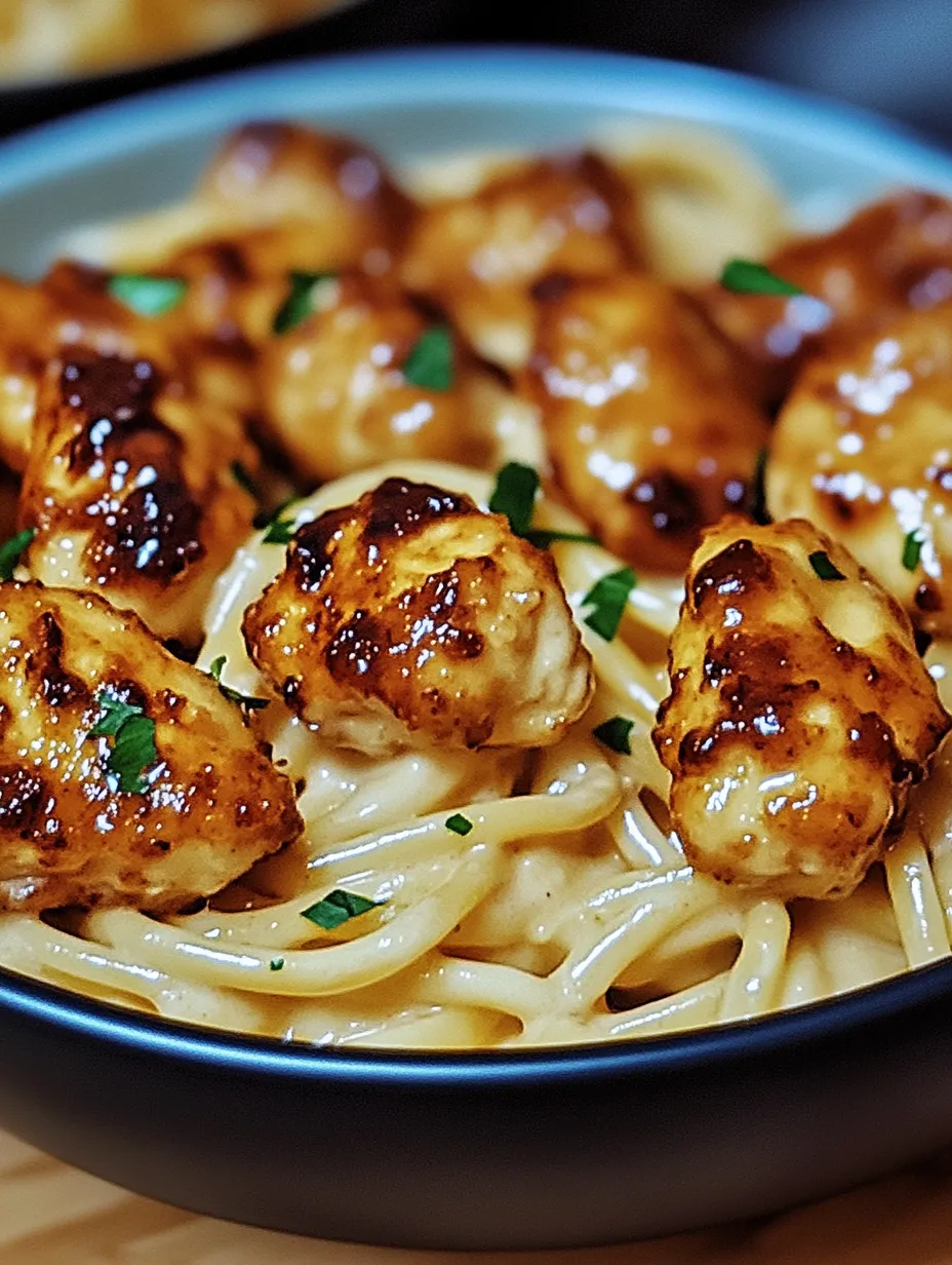 Creamy Parmesan Pasta with Garlic Butter Chicken Bites