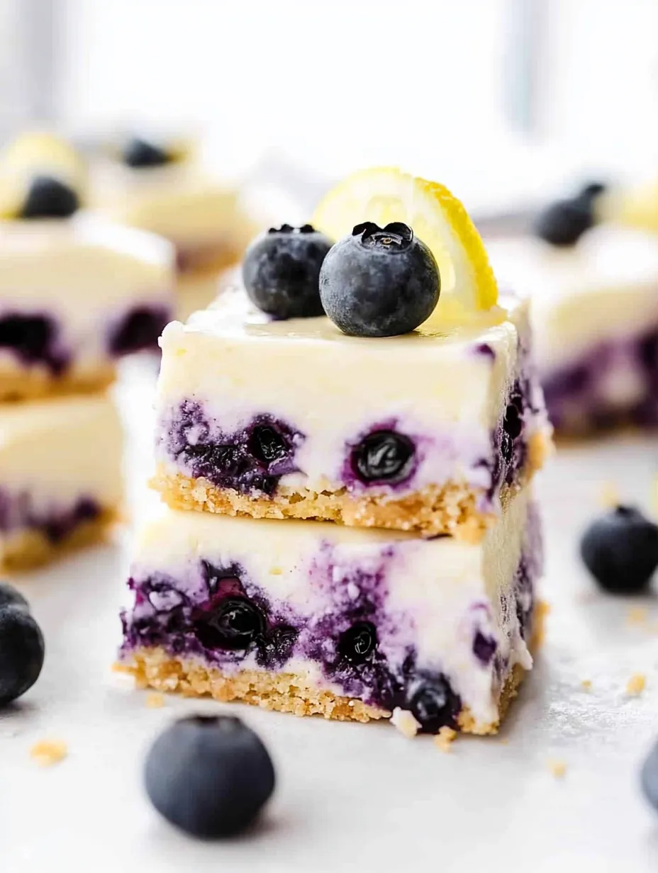 Easy No Bake Lemon Blueberry Cheesecake Bars recipe