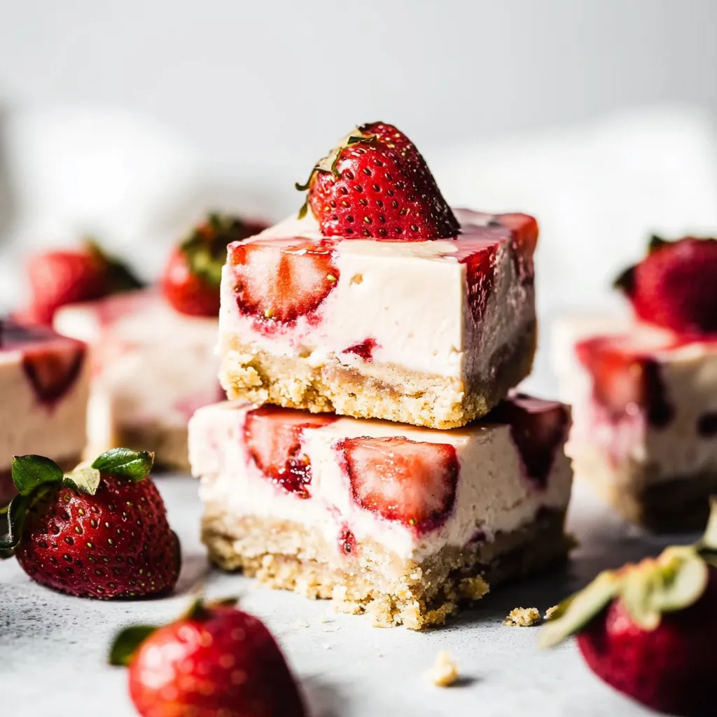 Strawberry Cheesecake Squares No Bake