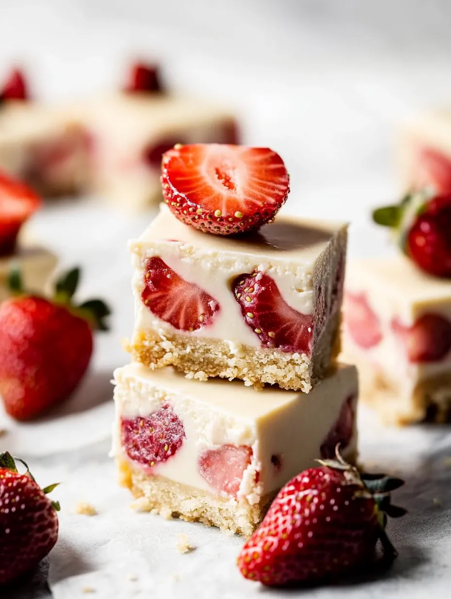 No Bake Strawberry Cheesecake Bars dessert
