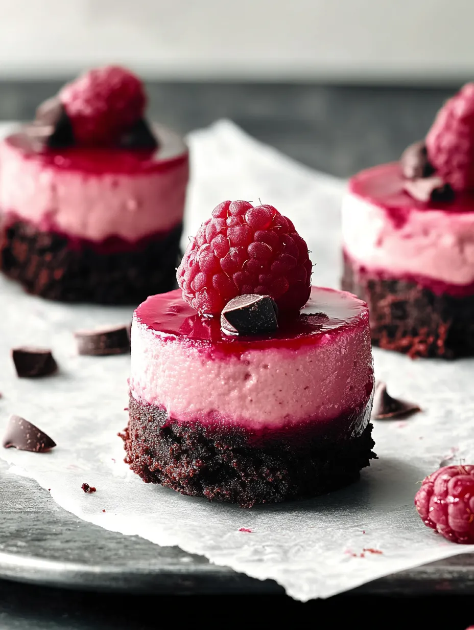 Swirled Raspberry Chocolate Crust Cheesecake Bites treat