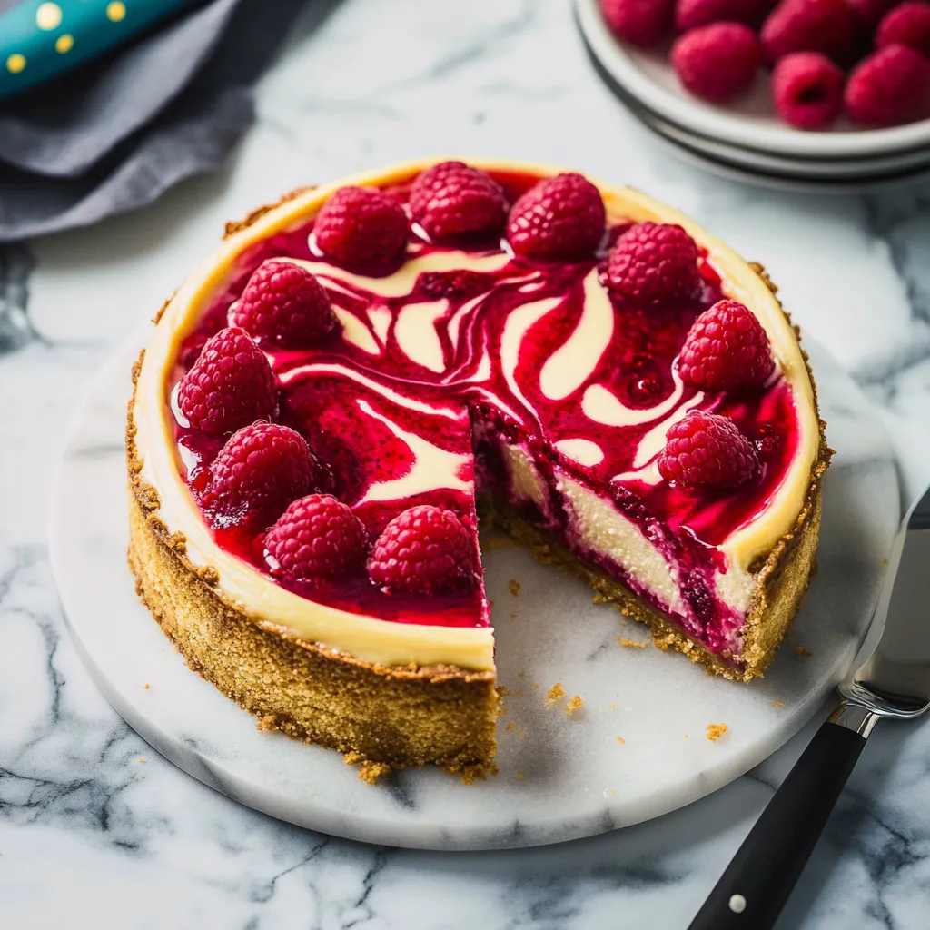 Cheesecake with a Raspberry Swirl