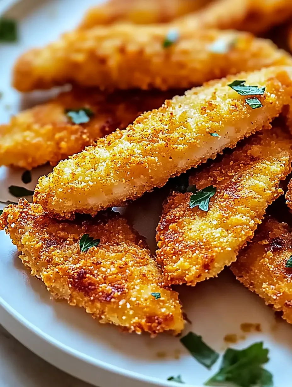 Crispy Homemade Baked Chicken Tenders spread out on tray