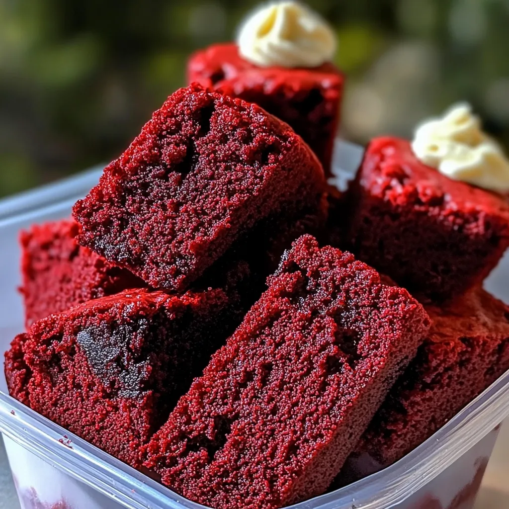 Decadent Red Velvet Brownie Sticks Paired with Cheesecake Dip