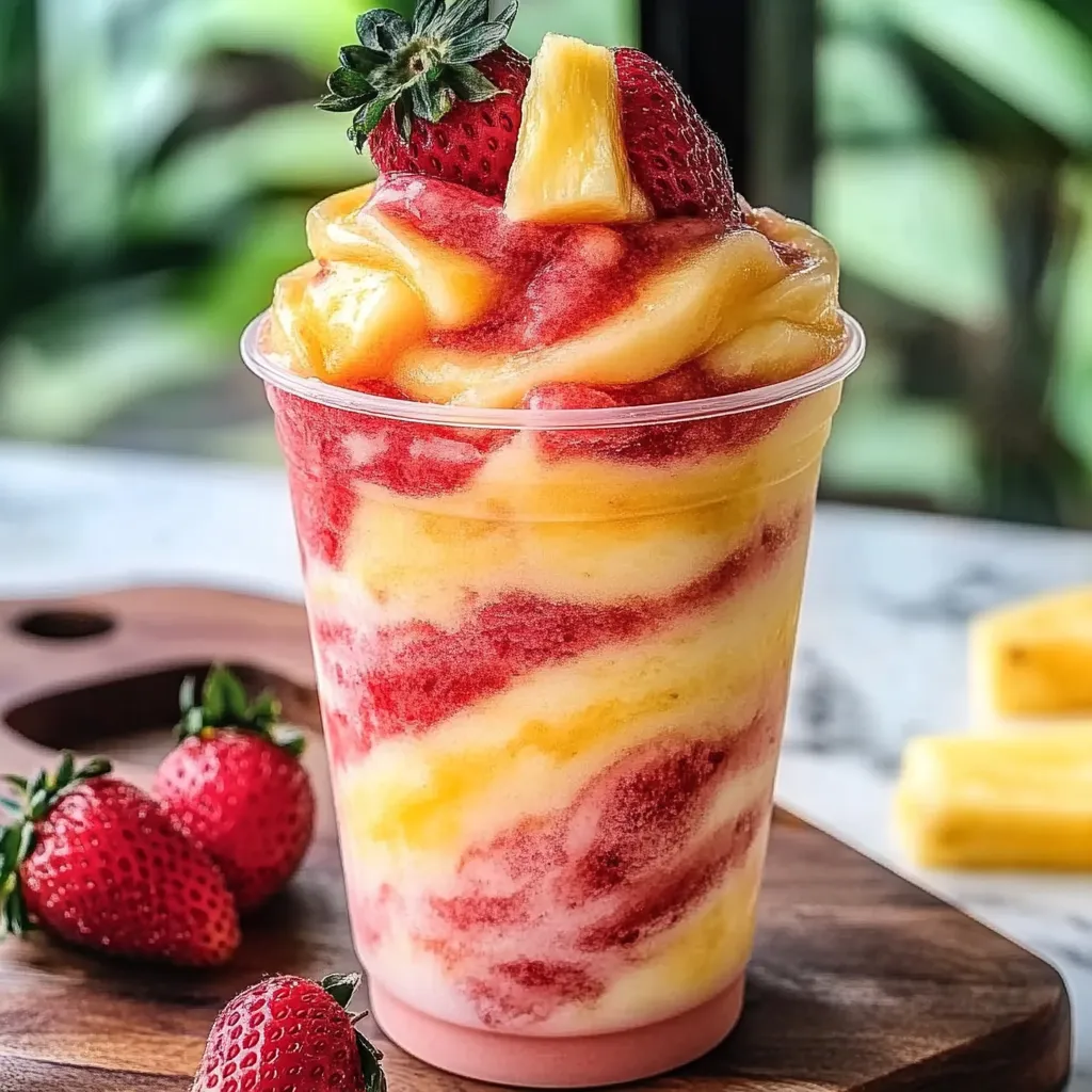 Strawberry Pineapple Swirled Slushies