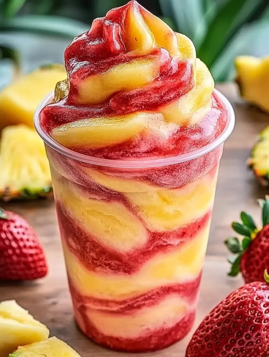 Chilled Pineapple Strawberry Swirled Slushies mix