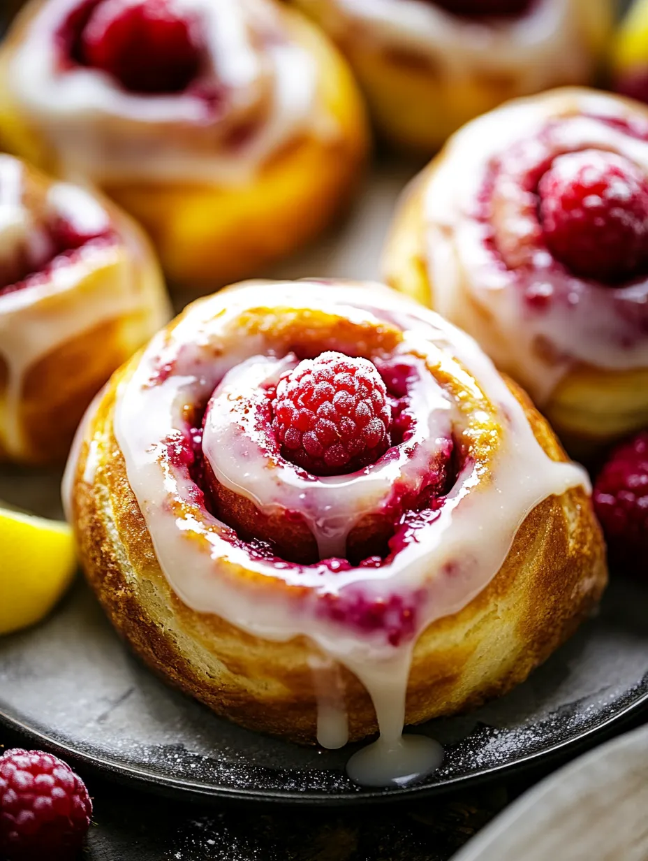Raspberry Cinnamon Buns with Lemon Icing
