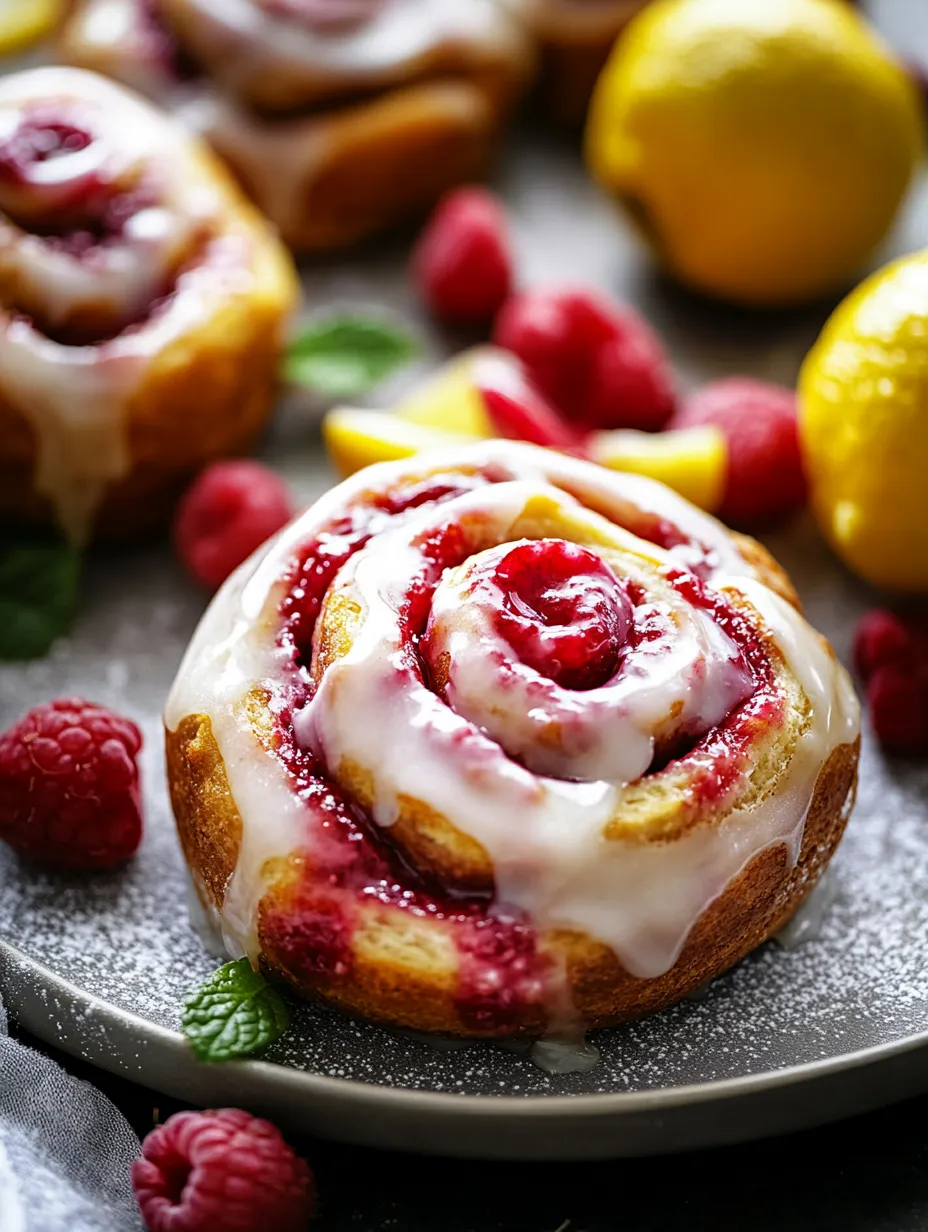 Simple Raspberry Cinnamon Rolls Drizzled With Lemon Glaze