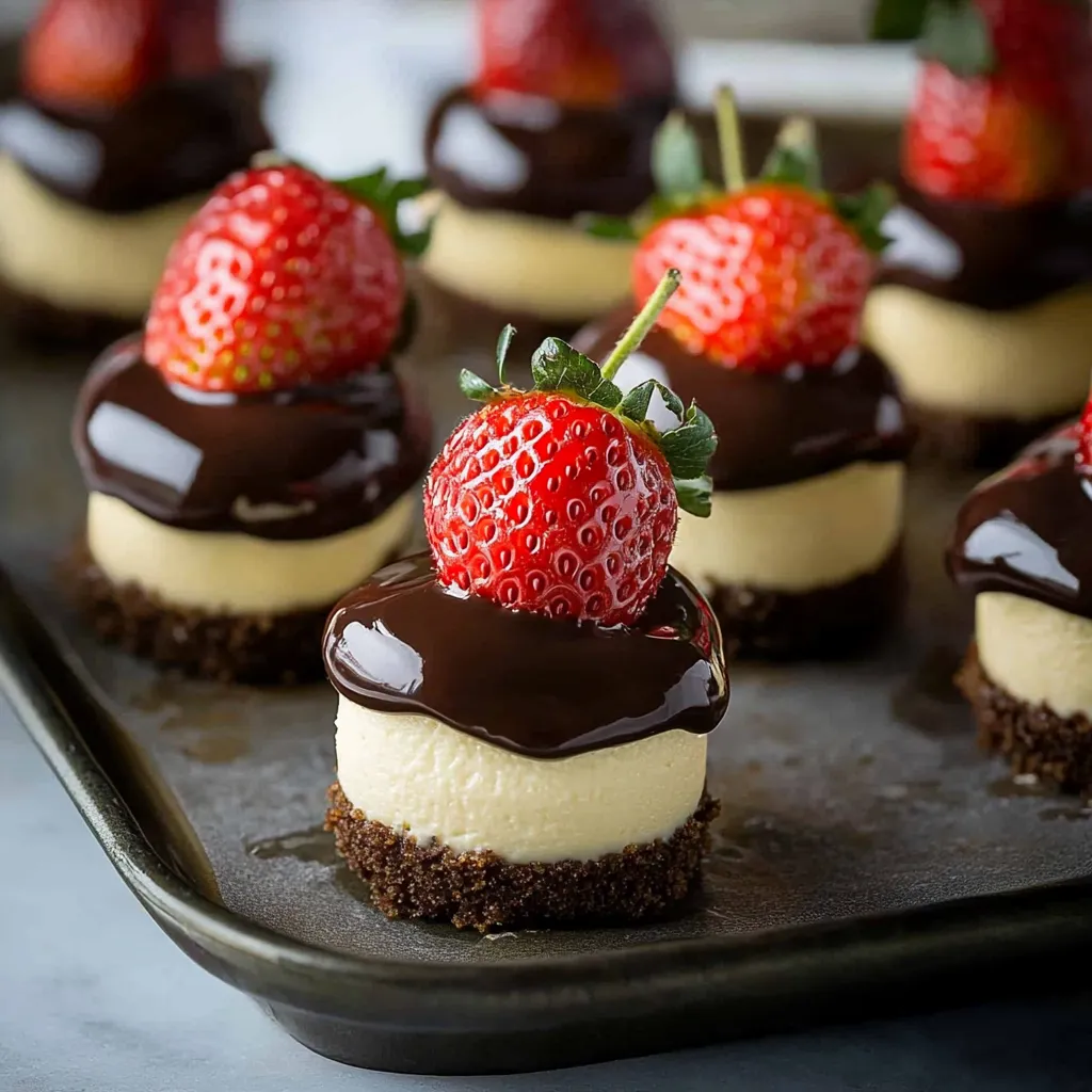 Mini Cheesecakes with Chocolate Strawberries
