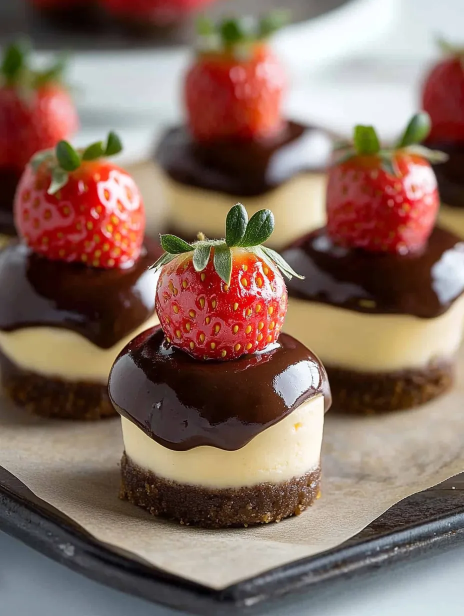 Chocolate Dipped Strawberry Cheesecake dessert