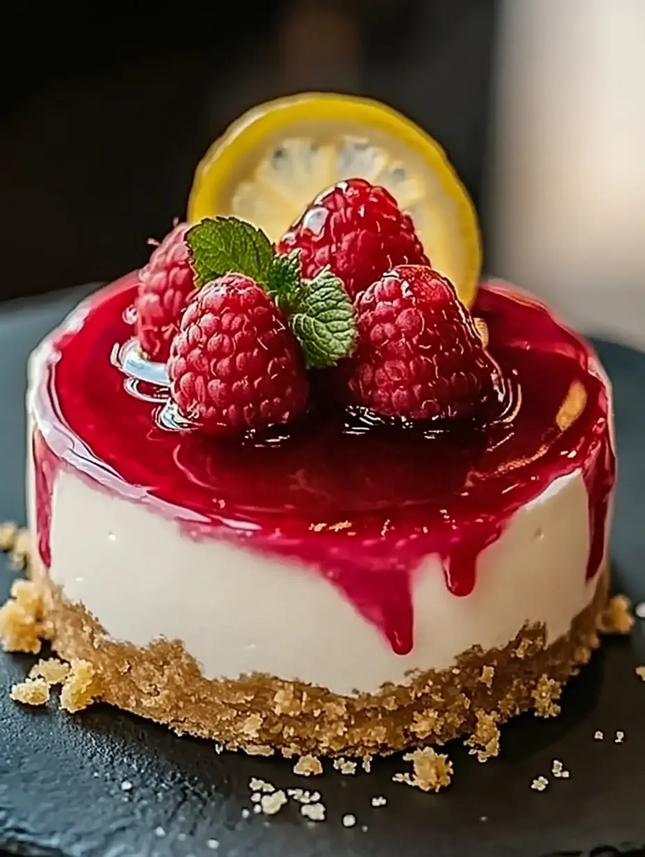 No Bake Raspberry Lemon Swirl Cheesecake dessert