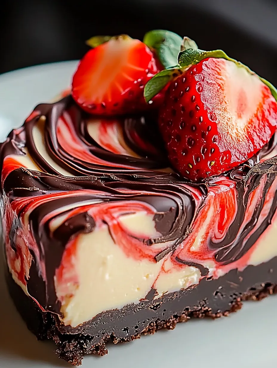 Chocolate and Strawberry Swirled Cheesecake