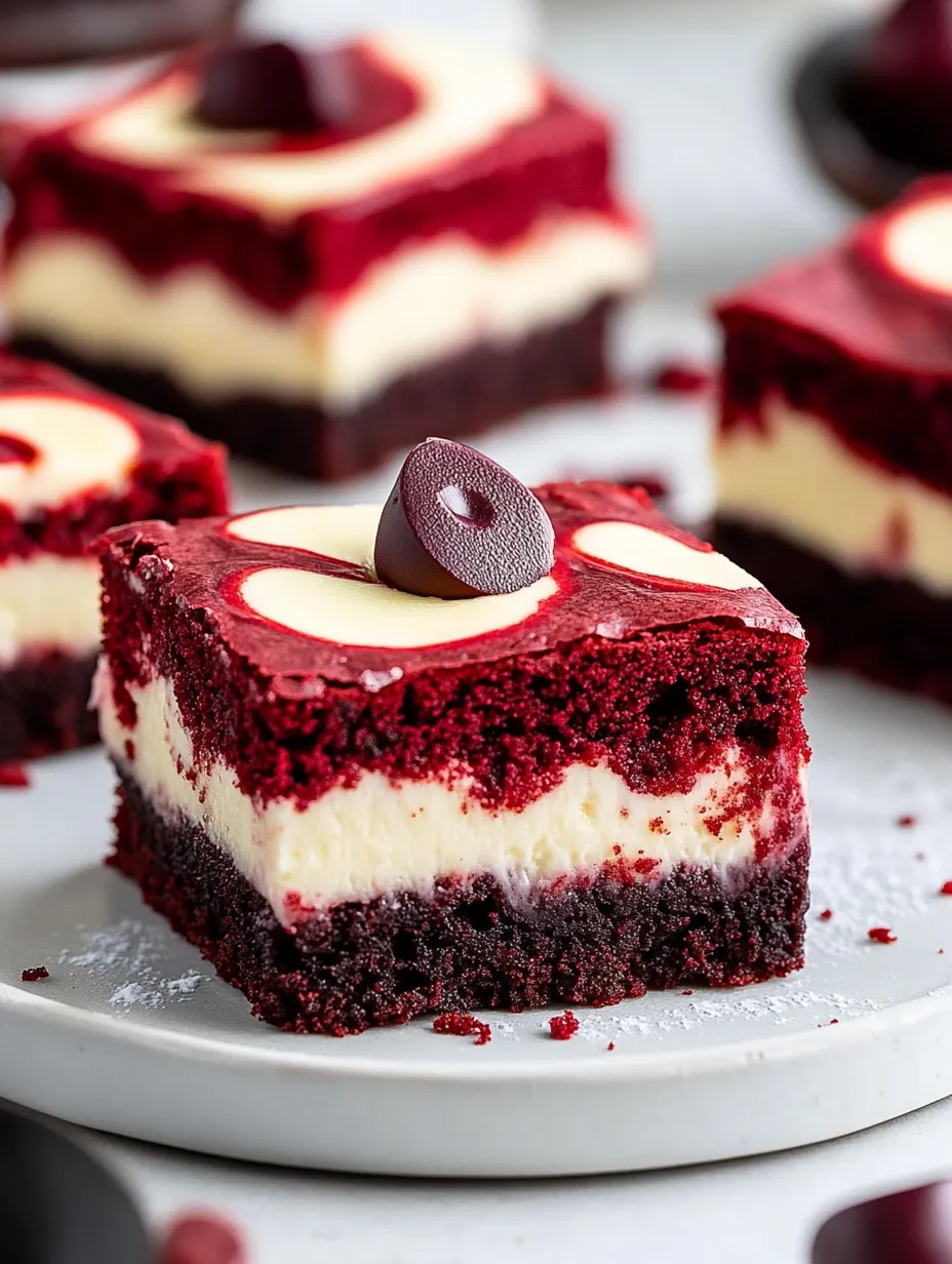 Swirled Red Velvet Cheesecake Brownies bars