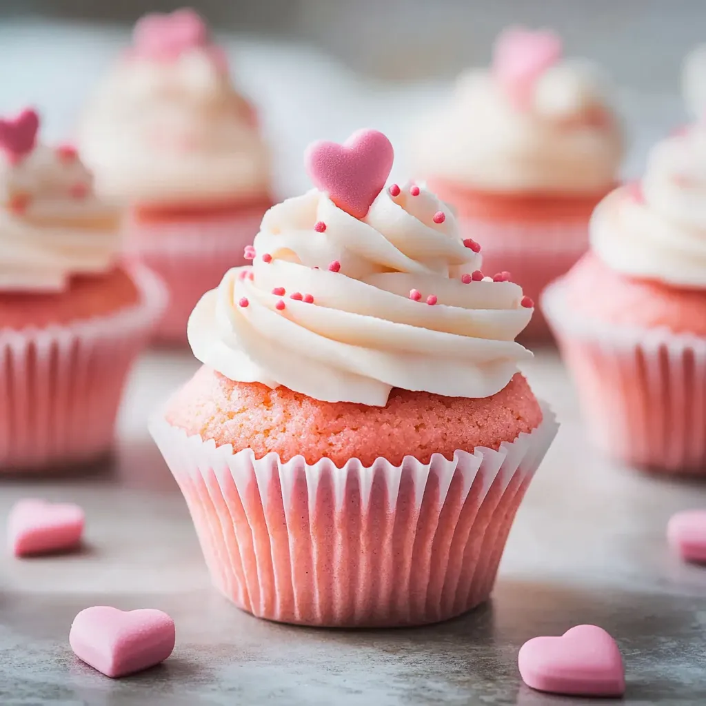Pretty Pink Velvet Cupcakes with Frosting