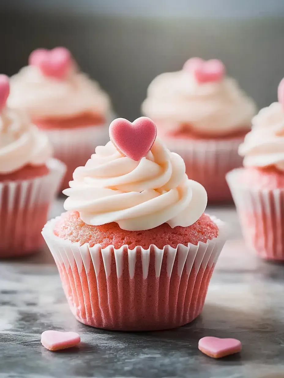 Pink Velvet Cupcakes with Heart Sprinkles