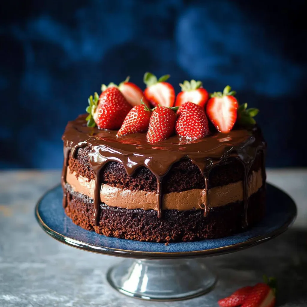Chocolate Cake with Strawberries