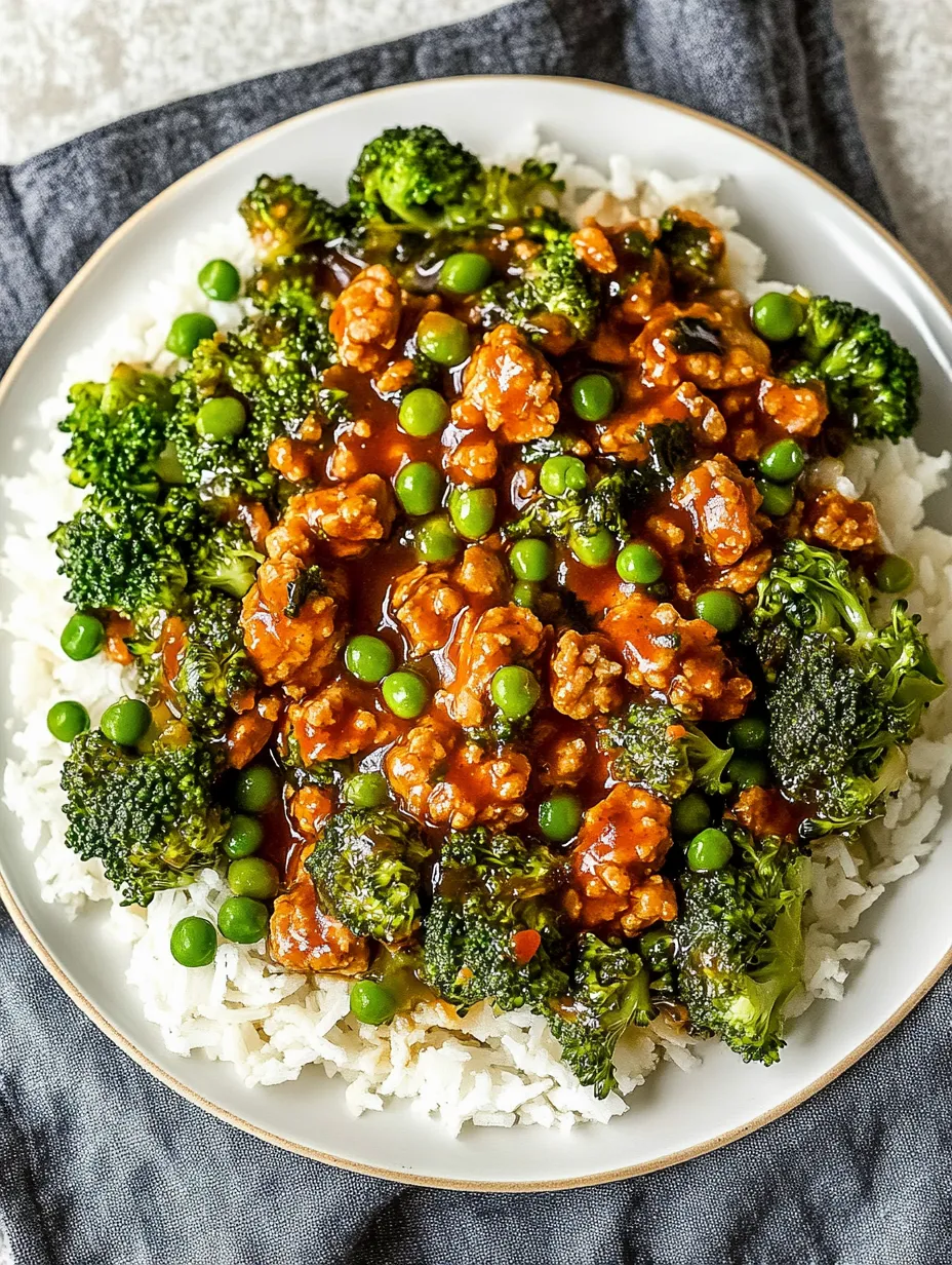 Teriyaki Ground Turkey, Broccoli and Peas Stir