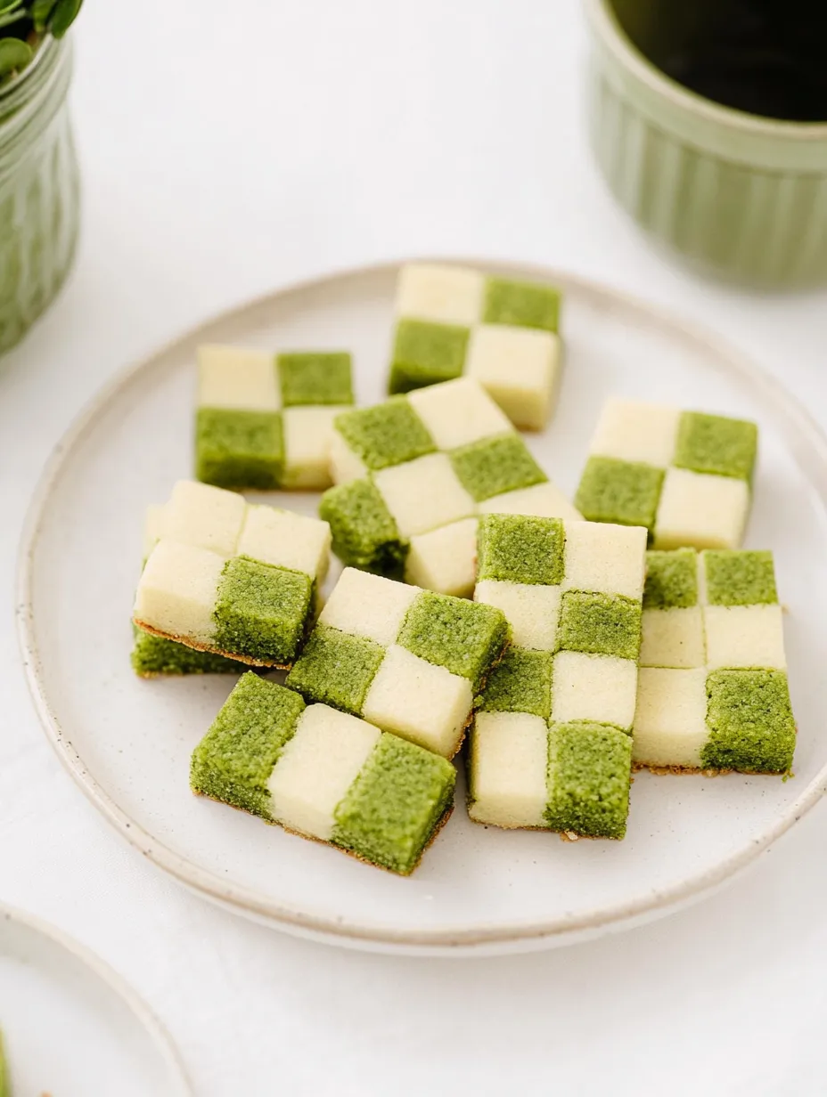 Checkerboard Cookie Close-Up with Matcha