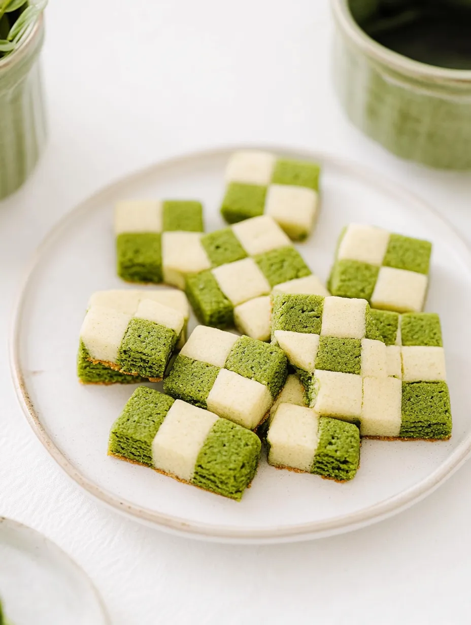 Checkerboard Cookies with Matcha and Vanilla