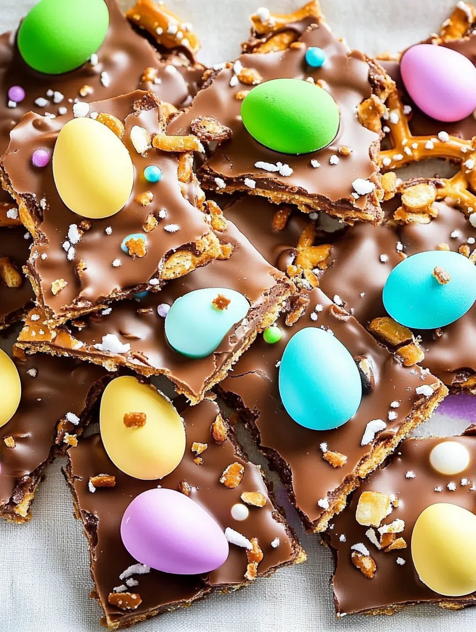 Simple Easter Egg Pretzel Bark Fun