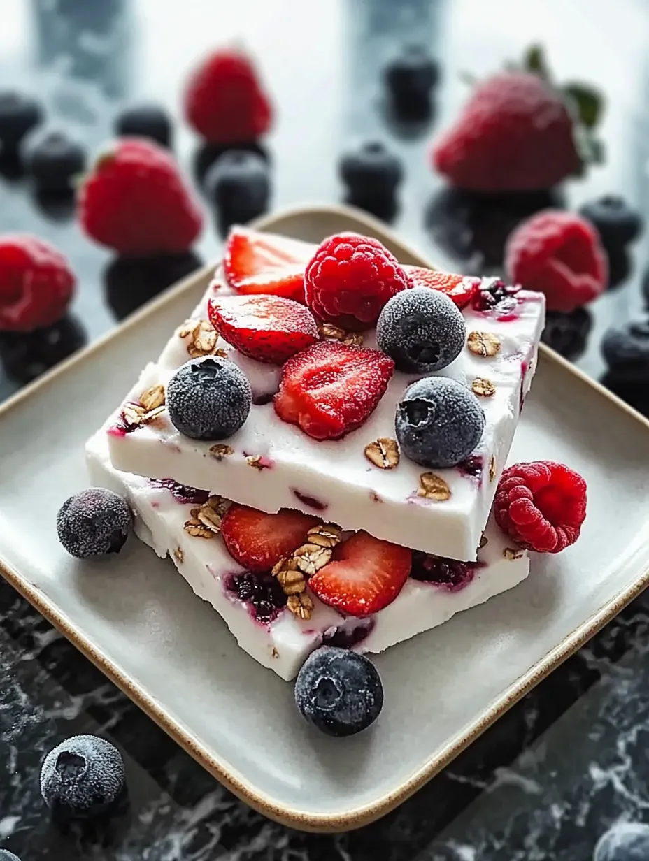 Frozen Yogurt Bark with Berries Sweet Treat