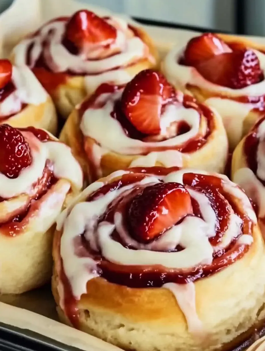 Easy Strawberry Cheesecake Cinnamon Rolls Plated