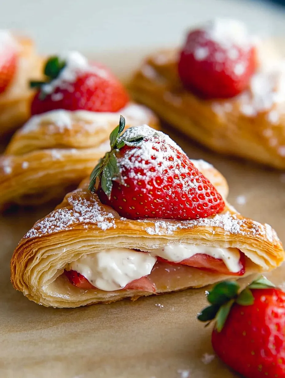 Strawberry Croissants Closeup