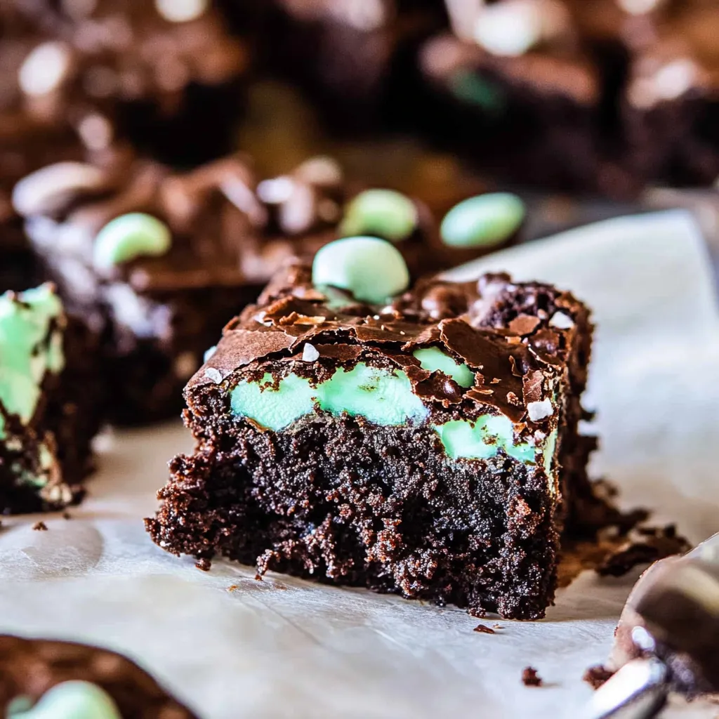 Mint Marshmallow Brownies with Thin Mints
