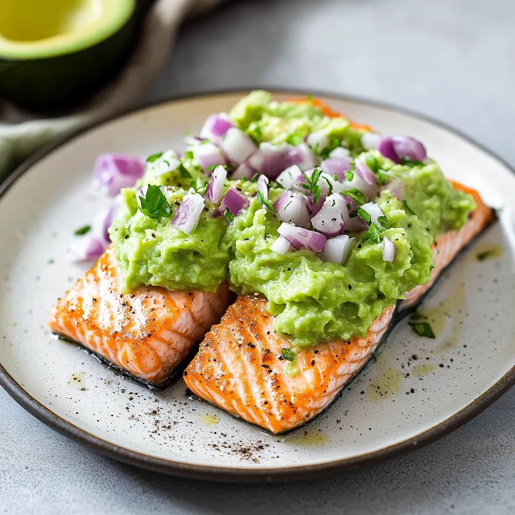 Avocado Mash with Baked Salmon