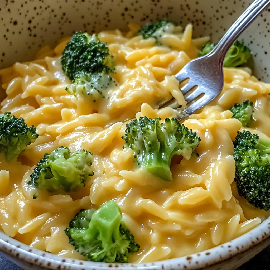 Velvety Broccoli Cheddar Orzo
