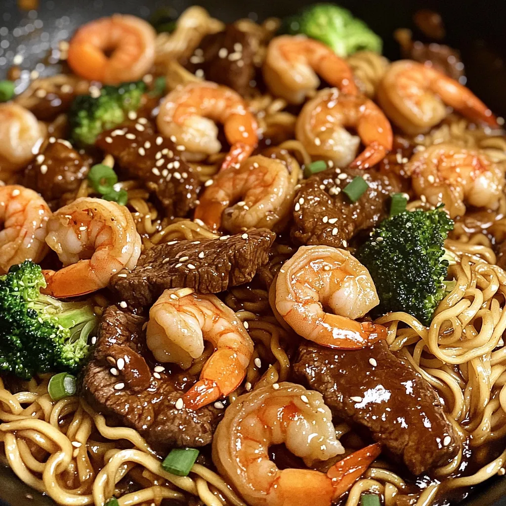 Tasty Shrimp and Steak Noodles