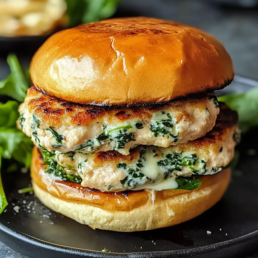 White Cheddar Spinach Chicken Burger Photo