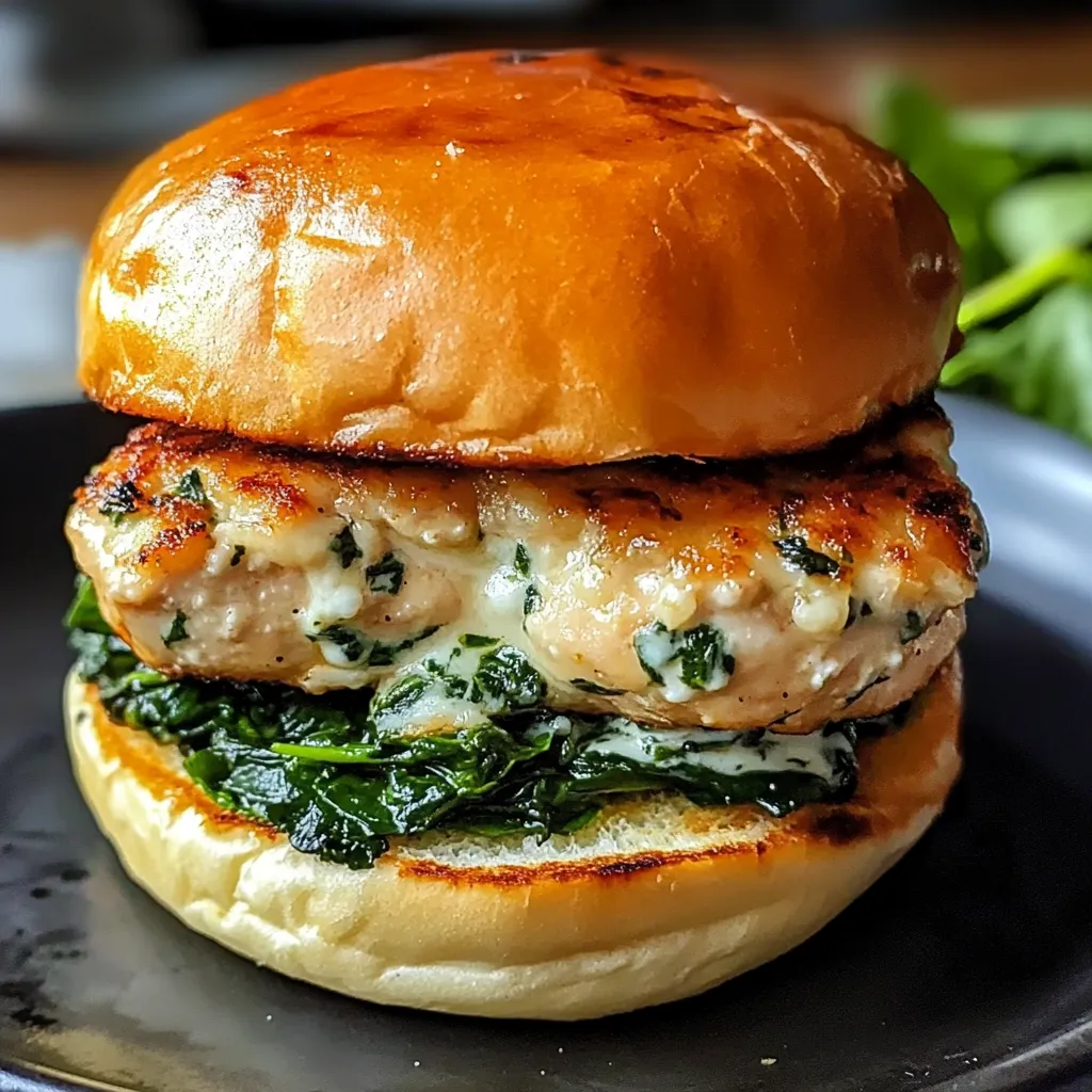 Easy White Cheddar Spinach Chicken Burgers