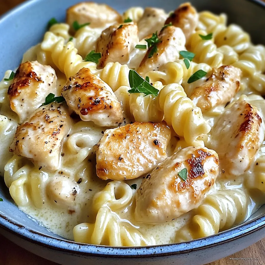 Garlic Butter Chicken and Rotini with Creamy Parmesan Sauce