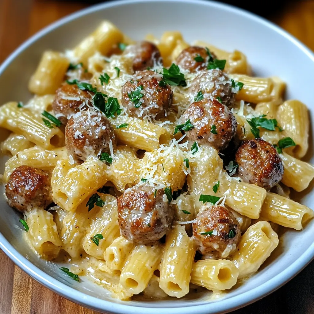 Garlic Butter Sausage Bites With Creamy Parmesan Pasta How-To