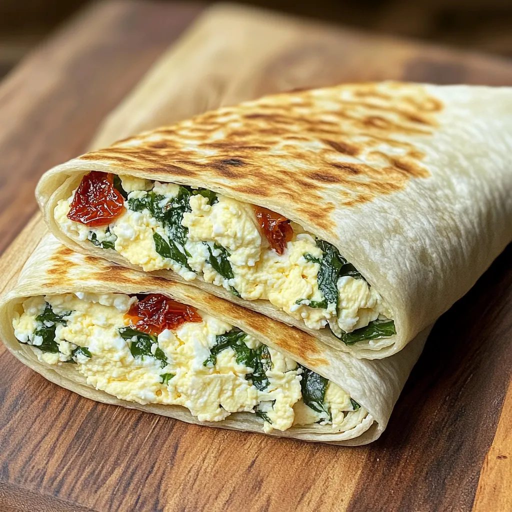 Homemade Egg White Spinach and Feta Wrap