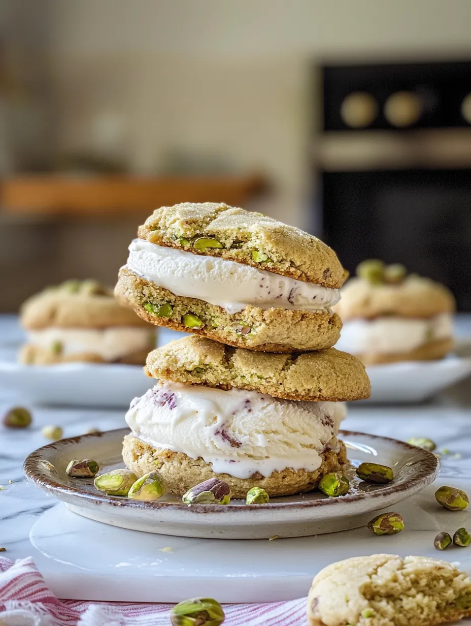 Homestyle Pistachio Cookie Ice Cream Sandwiches