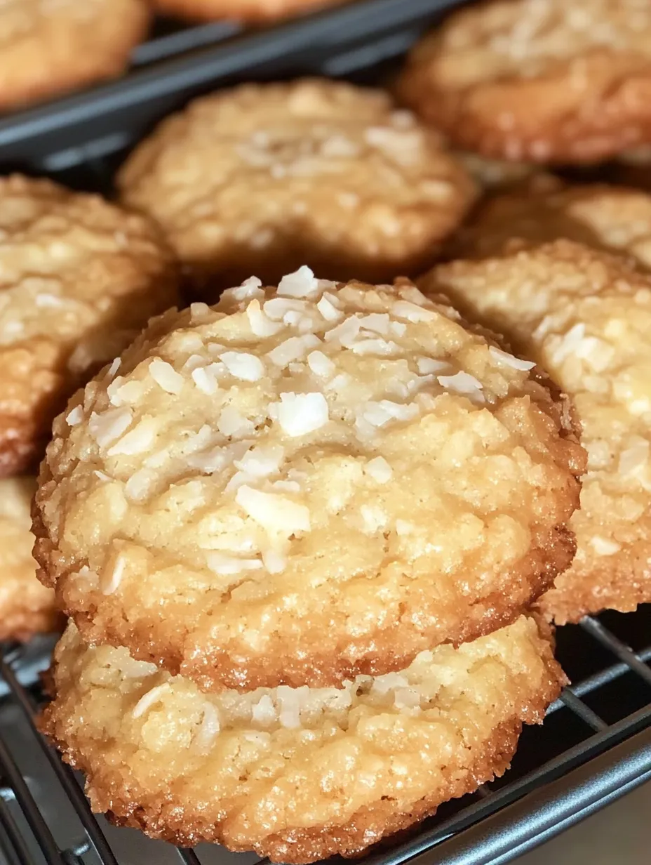 Chewy coconut cookies Closeup